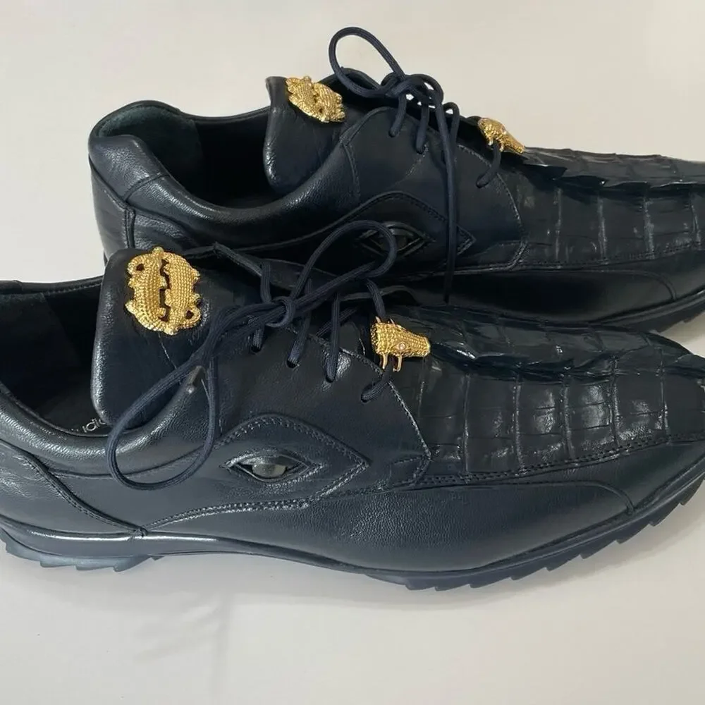 Studio Belvedere Hornback/Calf Men’s Size 10 Shoes Night Blue - Picture 4 of 12